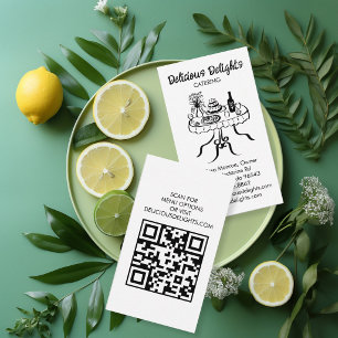 Cartão De Visita Planejamento de Eventos Chef de Catering QR person