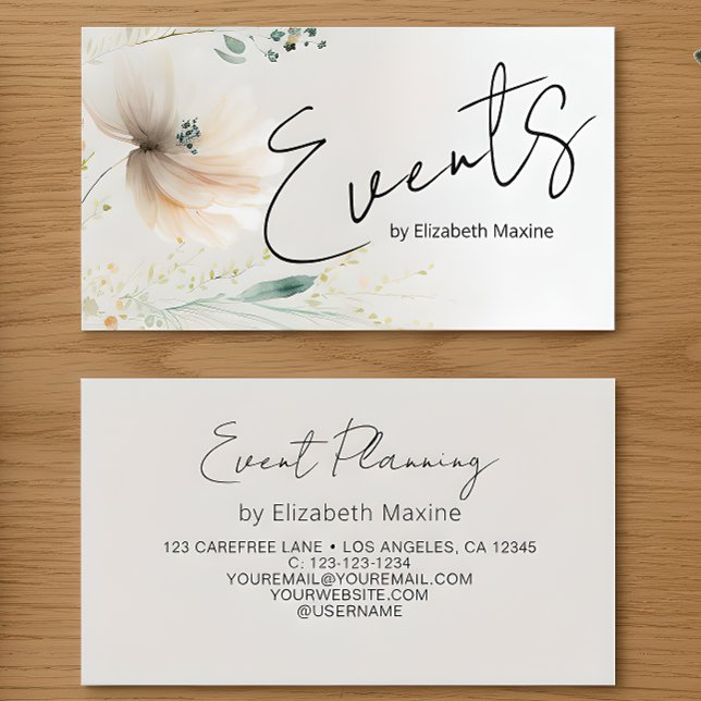 Cartão De Visita Planejamento de Eventos Moderno Boho (Criador carregado)
