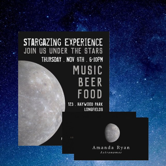 Cartão De Visita Planeta Mercúrio, Astronomia (Criador carregado)