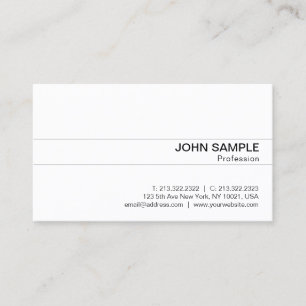 Cartão De Visita Planície Branca com Clássica Moderna Profissional