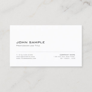 Cartão De Visita Planície Branca Elegante Moderna e Minimalista Des
