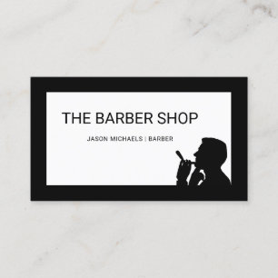 Cartão De Visita Planície de barbearia minimalista e comportamento 