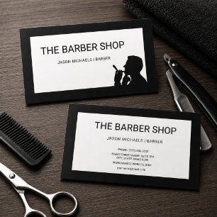 Cartão De Visita Planície de barbearia minimalista e comportamento 