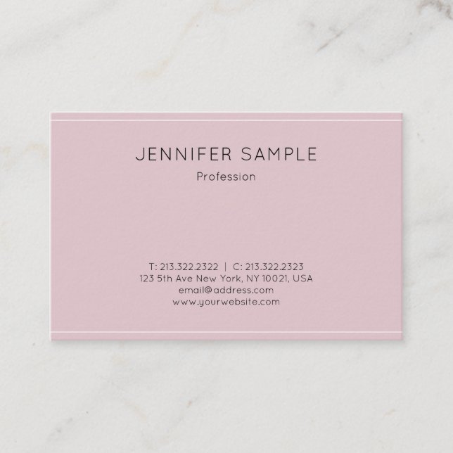 Cartão De Visita Planície elegante profissional simples do design (Frente)