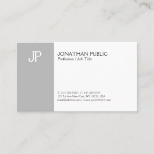 Cartão De Visita Planície limpa do monograma criativo elegante