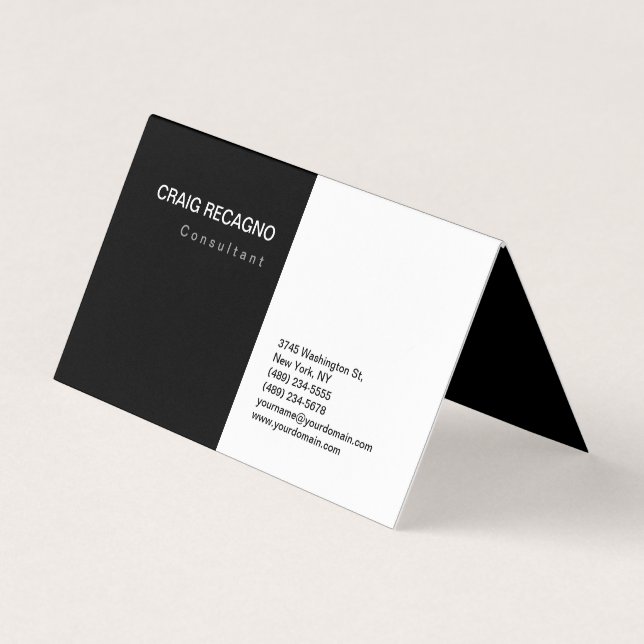 Cartão De Visita Planície Mínima Moderna Negra Atraente (Frente)