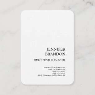 Cartão De Visita Planície Moderna Minimalista Linen Branco Negro