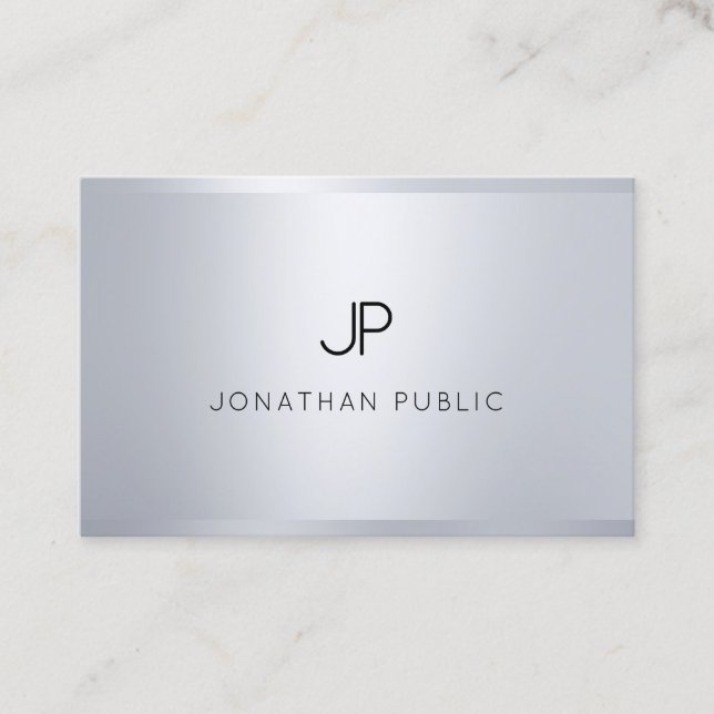 Cartão De Visita Planície profissional da prata elegante do encanto (Frente)