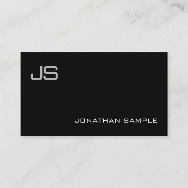 Cartão De Visita Planície Simples Design de Monograma Moderno (Frente)