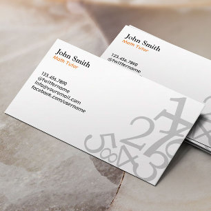 Cartão De Visita Planície simples do professor dos números do tut