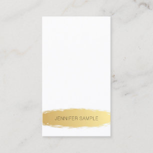 Cartão De Visita Planície simples elegante moderna branca Dourado