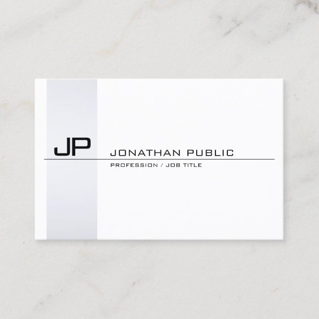 Cartão De Visita Planície simples moderna do monograma elegante (Frente)
