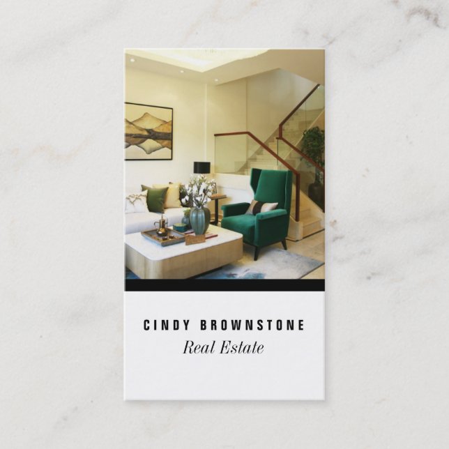 Cartão De Visita Planilha de Modelo Personalizada de Foto do Realto (Frente)