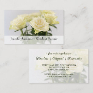 Cartão De Visita Planner de Casamento Clássico das Flores Brancas E