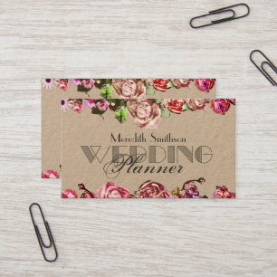 Cartão De Visita Planner de Casamento Profissional Floral de Rosas 