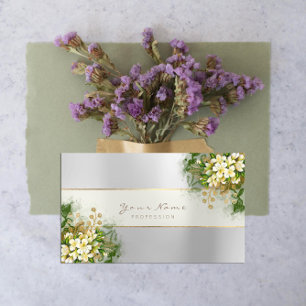 Cartão De Visita Planner de eventos White Emerald Green Silver Cinz