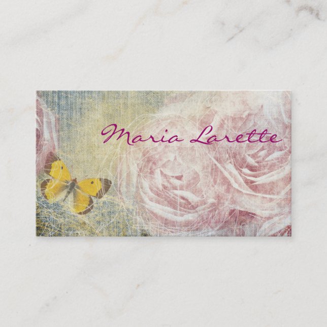 Cartão De Visita Planner de jeans e ROSAS - Planner Designer (Frente)