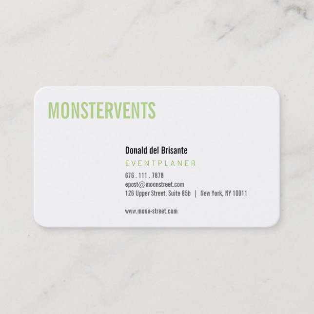 Cartão De Visita Plano de eventos simples (Frente)