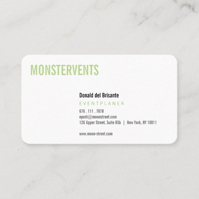 Cartão De Visita Plano de eventos simples (Frente)