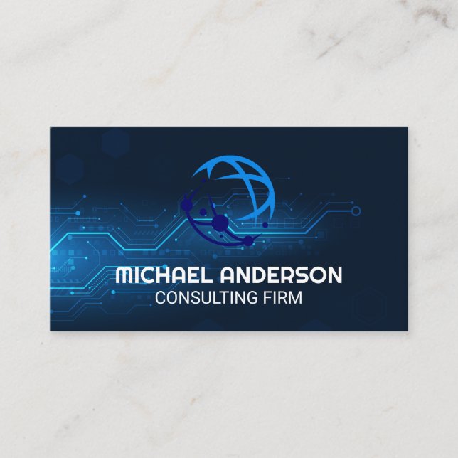 Cartão De Visita Plano de Fundo Digital | Logotipo Global (Frente)