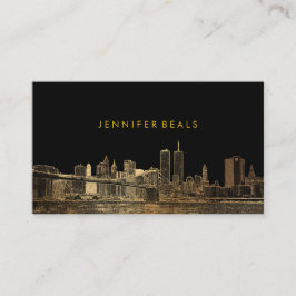 Cartão De Visita Plano de fundo PixDezines Faux Dourado NYC Skyline