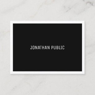 Cartão De Visita Plano Simples Branco E Preto Moderno