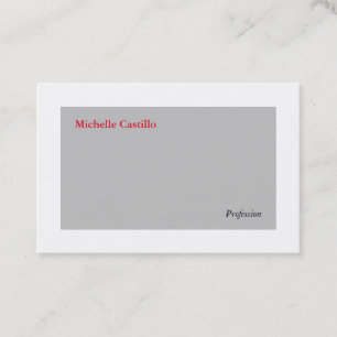 Cartão De Visita Plano Simples Cinza Branco Vermelho Minimalista Mo