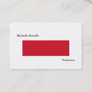 Cartão De Visita Plano Simples Vermelho Branco Minimalista Moderno