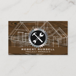 Cartão De Visita Plano  Wood Grain Circular Vi Hammer Wrench