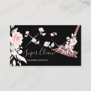 Cartão De Visita Planta de limpeza com rosa