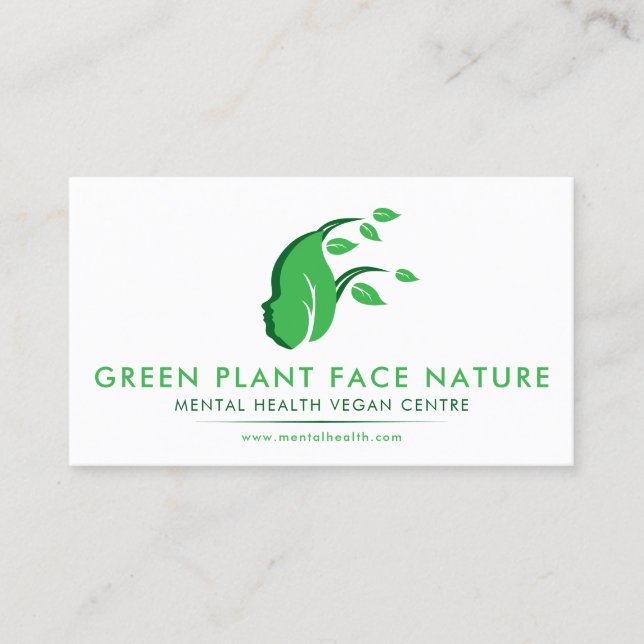 Cartão De Visita Planta Face Natureza Vegan Verde (Frente)
