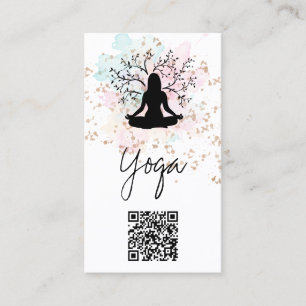 Cartão De Visita *~* Planta QR AP33 Yoga Espiritual Arco-Íris