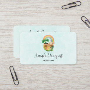 Cartão De Visita Plantador Whimical com Rainbow & Clover