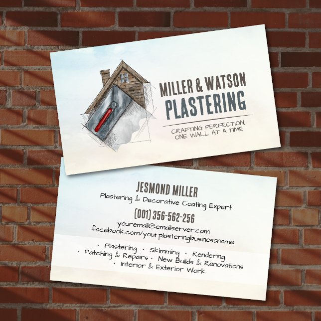 Cartão De Visita Plastering Services Drywall Professional (Criador carregado)