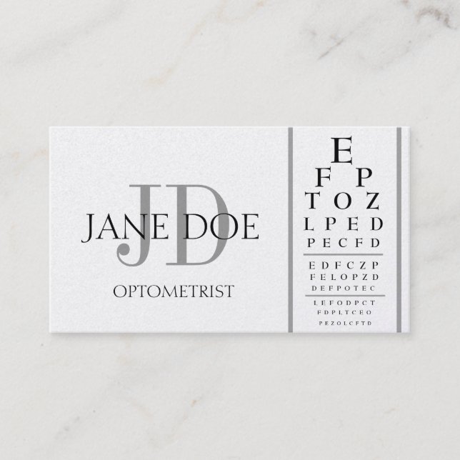 Cartão De Visita Platina de luxe da carta do optometrista (Frente)