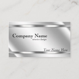 Cartão De Visita Platina Sombreada De Olhar Metálico Elegante