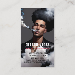 Cartão De Visita Pluma de Vapor Vape de Fumaça Preto & Branco Negóc