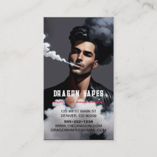 Cartão De Visita Pluma de Vapor Vape Fumaça Preto e Branco