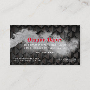 Cartão De Visita Pluma de Vapor Vape Fumaça Preto e Branco Negócios
