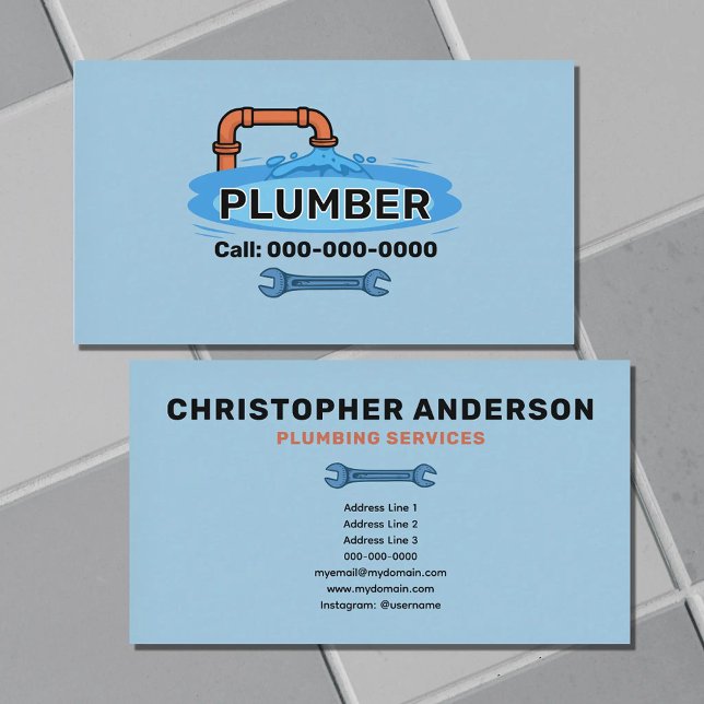 Cartão De Visita Plumber (Plumber Business Card)