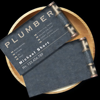 Cartão De Visita Plumber Business Card with Pipe DetaiI
