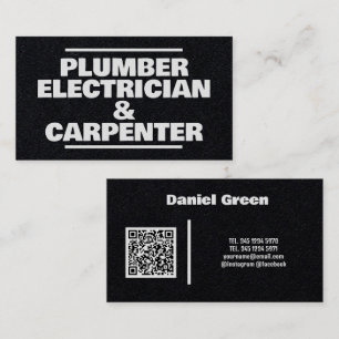 Cartão De Visita Plumber Eledico e Carpinteiro QR Premium