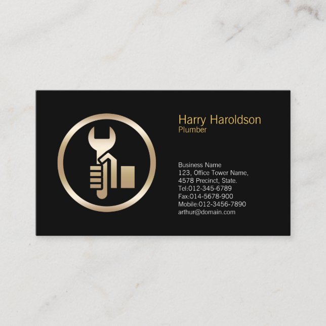 Cartão De Visita Plumber Plumbing Pipe Wrench  (Frente)