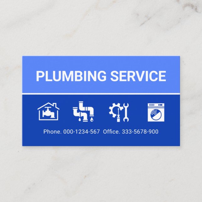 Cartão De Visita Plumbing Icons On Blue Layers (Frente)
