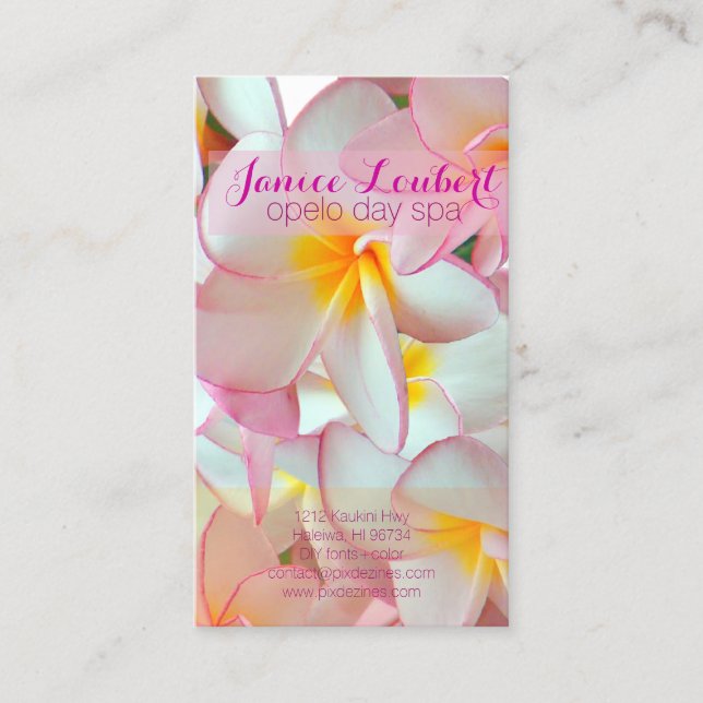 Cartão De Visita Plumeria cor-de-rosa PixDezines (Frente)