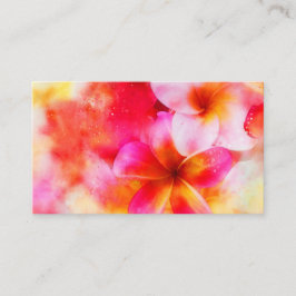 Cartão De Visita Plumeria Havaiana em Rosa Néon, Amarelo e Branco
