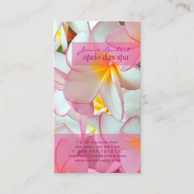 Cartão De Visita PLUMERIAS DE PINK DE PixDezines (Frente)