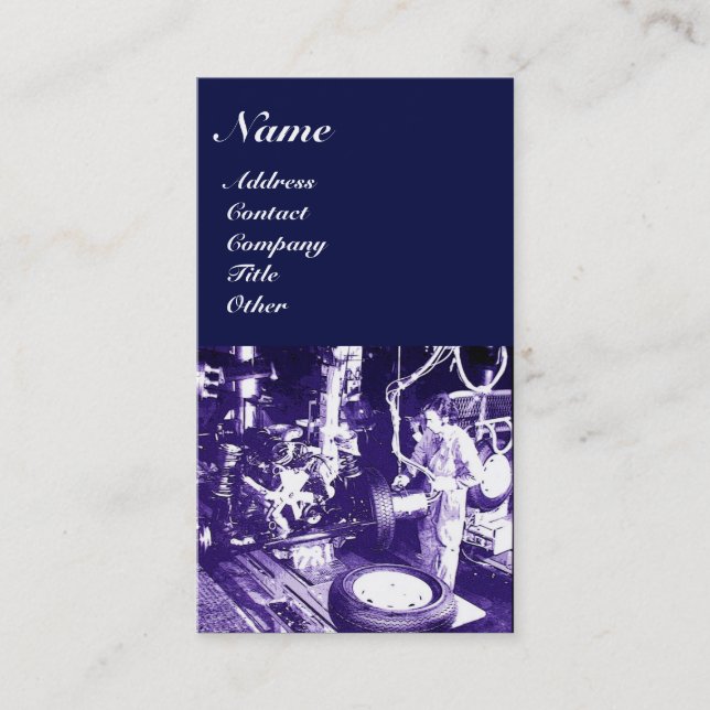 Cartão De Visita PNEUS, AUTOMOTIVO, garagem de reparo de carro (Frente)