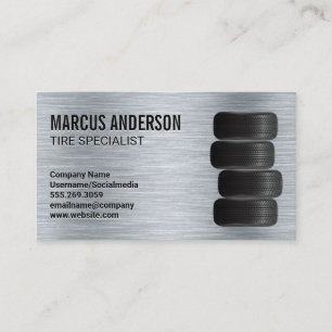 Cartão De Visita Pneus para automóveis  Fundo Com Cascas Metálica