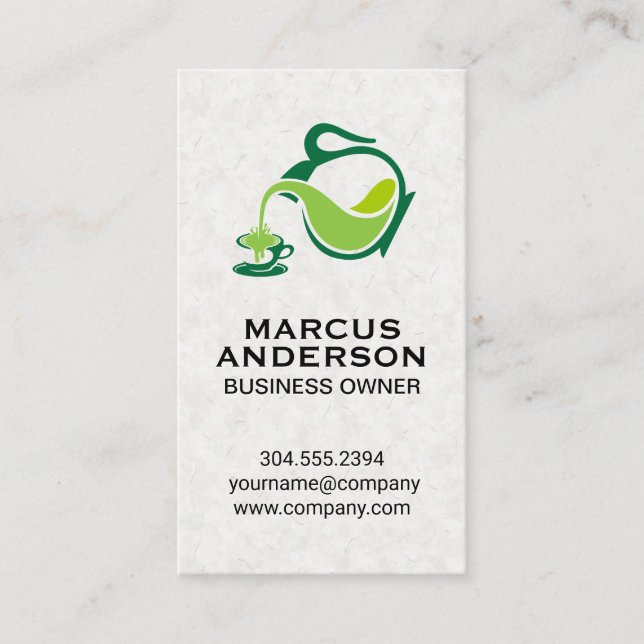 Cartão De Visita Pó de chaleira verde | Textura de papel japonês (Frente)